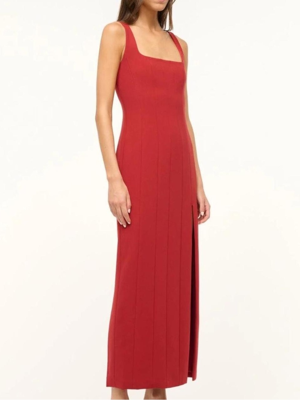 STAUD Portrait Midi Dress in Red - size 4